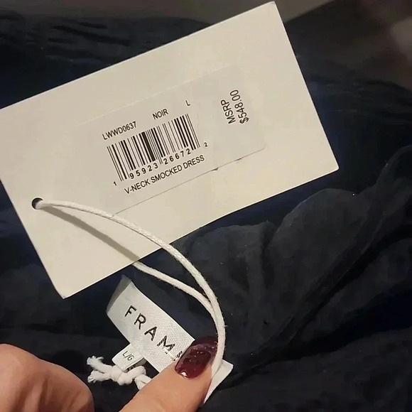 FRAME  V-NECK SMOCKED DRESS SIZE L - Picture 5 of 5